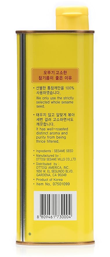 OTTOGI 100% Pure Premium Roasted Sesame Oil, Toasted to Perfection, Traditional Korean Style Oil, 1650ml (56.0 fl oz)