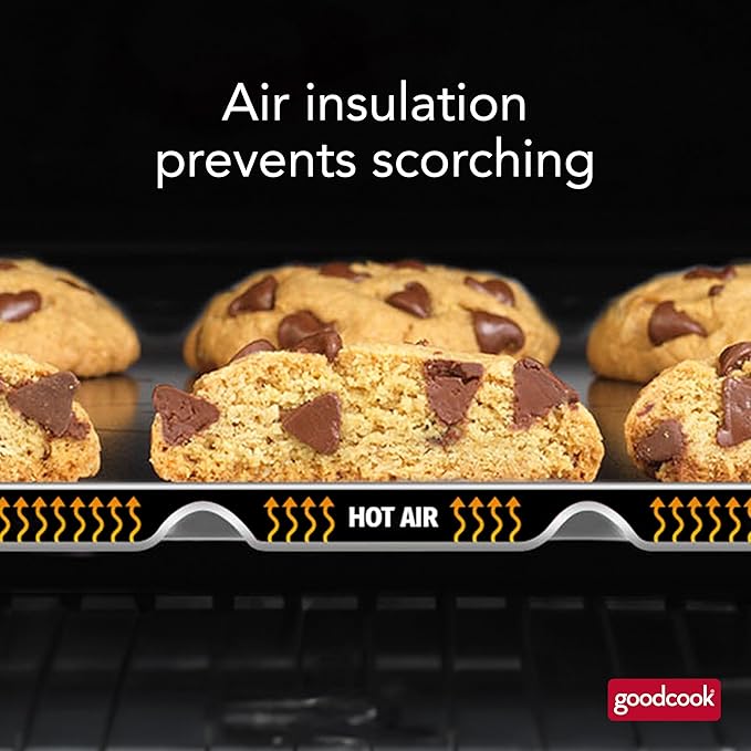 GoodCook AirPerfect Nonstick Air Insulated Cookie Sheet, 14" x 12", No Burning, Gray