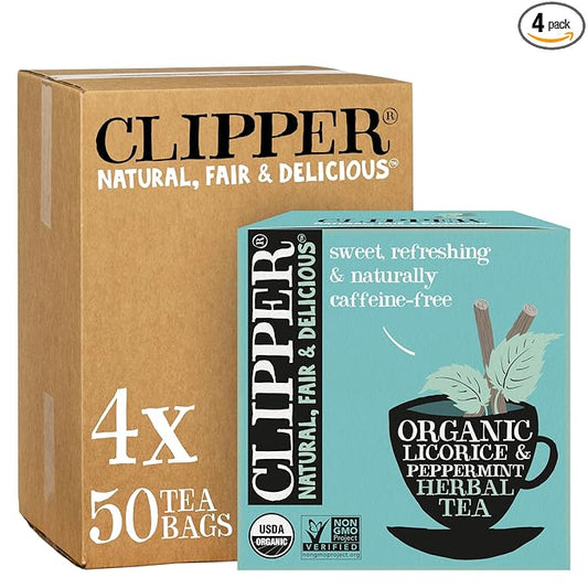 Clipper Tea Peppermint & Licorice Teabags ??Caffeine Free, USDA Organic, Great Hot or Iced ??Sweet, Refreshing, Natural, Fair & Delicious Sweet ??200 Tea Bags