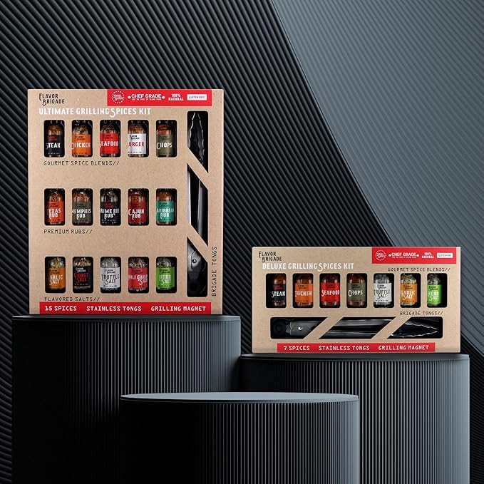 Ultimate Grilling Gift for Men - BBQ Accessories - Gourmet Spice Blends & Seasonings, Tongs, BBQ Magnet, Meat Rubs, Unique Gift for Guys, Dad, Son, Brother, Father in Law, Cooking Chefs, 17 Piece Set