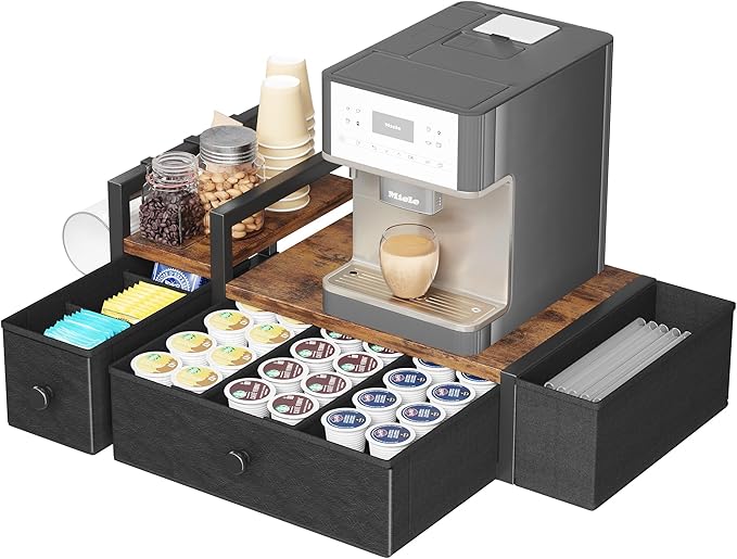 Homeiju Coffee Pod Drawers - K Cup Organizer, Nespresso Pods Holder with Mug Rack, Coffee Holder for Countertop, 52 Capacity Pods, Suitable for Kitchens, Offices and Coffee Bars竊늁atent Pendingç«?,<div>