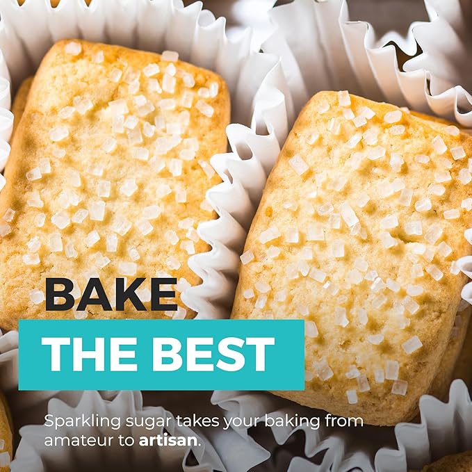 Sparkling Sugar (2.5lb) White Sparkling Sugar Crystals for Baking, Sanding Sugar, Extra Coarse Grain, Bright White, Maximize Sparkle, Holds Under Heat, Adds a Sweet Crunch, Non-GMO Sourced, Tested and Verified Gluten Free, Premium Quality