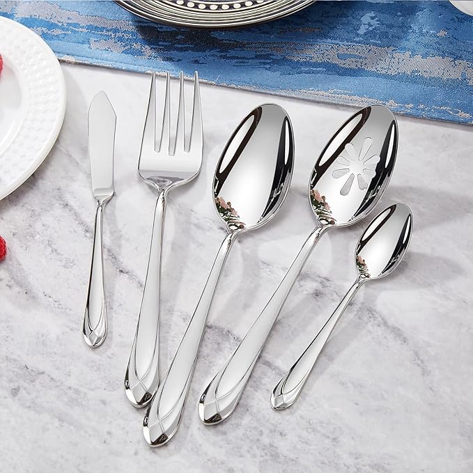 KEAWELL Premium Astra 4-Piece 5.8 inch Spoon Set ??Mirror-Finished 18/10 Stainless Steel with Diamond-Faceted Handles Dishwasher Safe for Modern Dining (4, Small Spoons)