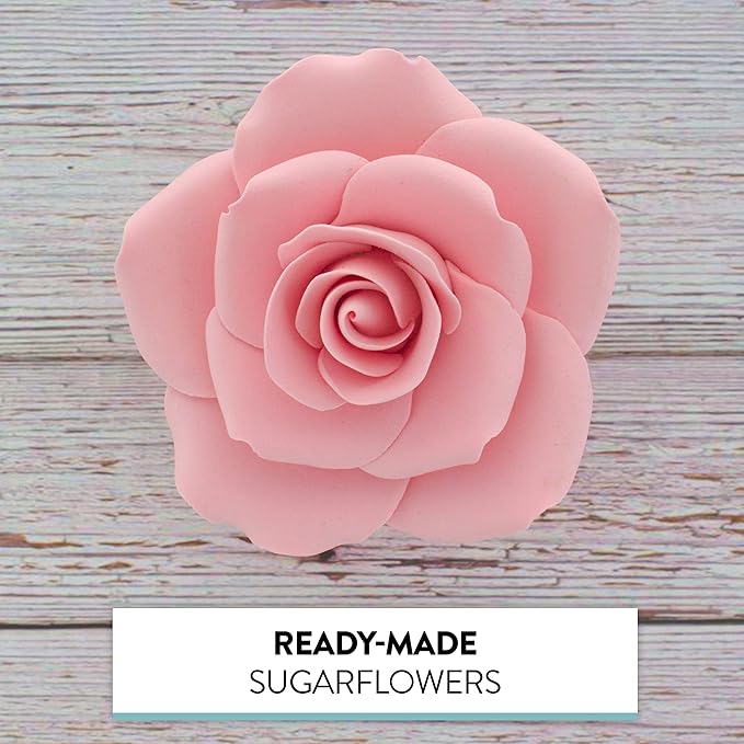 Global Sugar Art Rose Sugar Cake Flowers Jumbo Pink, 1 Count by Chef Alan Tetreault