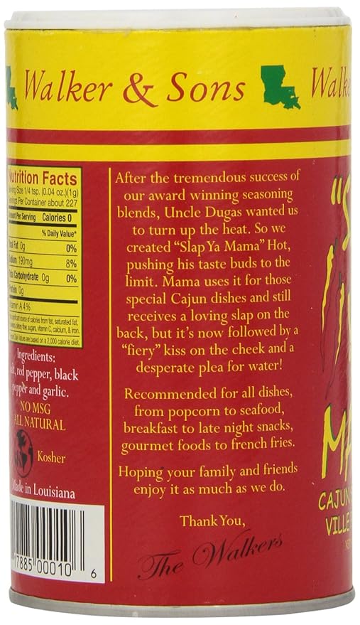 Slap Ya Mama Cajun Seasoning from Louisiana, Hot Blend, No MSG and Kosher, 8 Ounce Can (Pack of 2)
