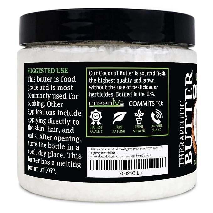 GreenIVe - 100% Pure Virgin Raw Coconut Oil - Organic - Pure - Virgin - Exclusively on Amazon (16 Ounce)