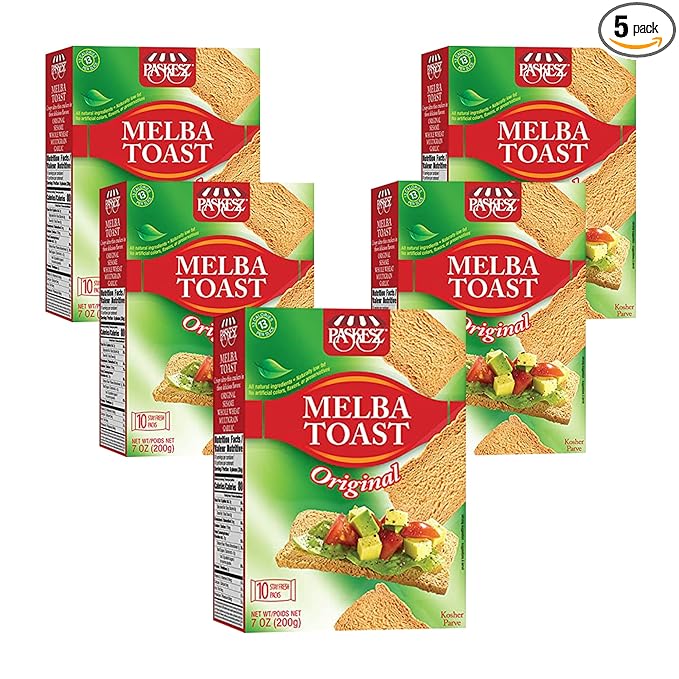 Only Kosher Candy Melba Toast Flatbread Crackers Classic Original Kosher Parve with No Artificial Flavor, Fresh Natural Ingredients, Kosher Certified Delicious Snack Crackers (Pack of 5)