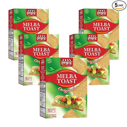 Only Kosher Candy Melba Toast Flatbread Crackers Classic Original Kosher Parve with No Artificial Flavor, Fresh Natural Ingredients, Kosher Certified Delicious Snack Crackers (Pack of 5)