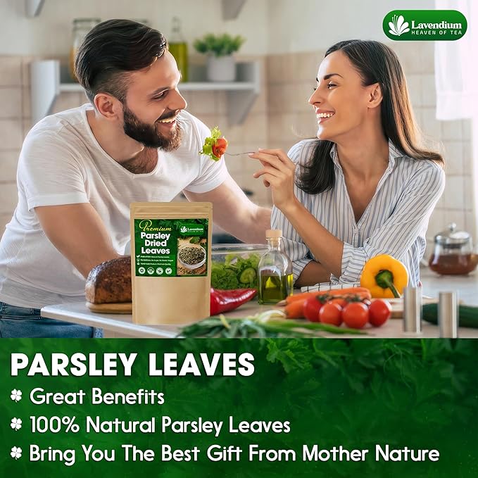 Lavendium, 4 oz Premium Dried Parsley Leaves ??100% Pure, Non-GMO, Gluten-Free, Vegan ??Aromatic Culinary Herb for Cooking, Garnish, and Seasoning ??No Additives or Preservatives ??Resealable Bag
