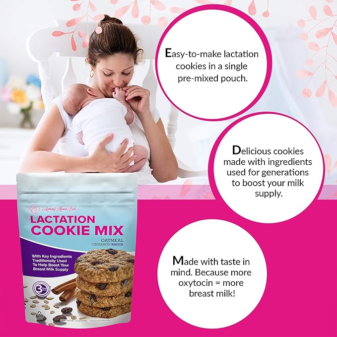 Lactation Cookies Mix - Oatmeal Breastfeeding Cookie Supplement Support for Breast Milk Supply Increase (Cinnamon Raisin, 1 Pound (Pack of 1))