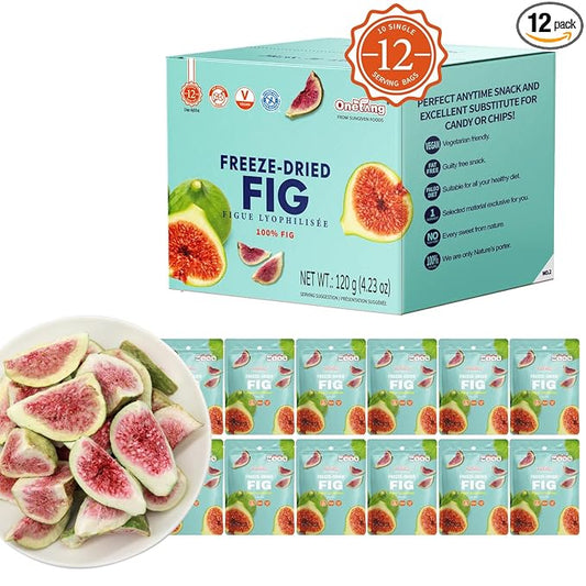 ONETANG Freeze-Dried Fruit Fig Chips, 12 Pack Single-Serve Pack, Non GMO, Kosher, No Add Sugar, Gluten free, Vegan, Holiday Gifts, Healthy Snack 0.35 Ounce