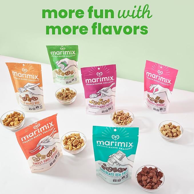 Marimix Snack Mix | Hatch Chili Lime 3 Pack | Crunch Baked Sweet & Salty Savory Plant Based Naturally Gluten Free Whole Grain Fiber Charcuterie Pretzel Trail Party Mix | No Artificial Ingredients