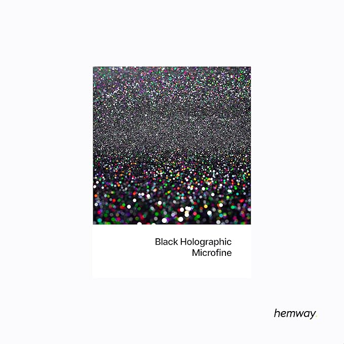 Hemway Premium Glitter Shaker - Black Holographic | 125g Microfine Metallic Flake Sequins for Resin & Epoxy Crafts | Craft Supplies for Tumblers, Festival, Art