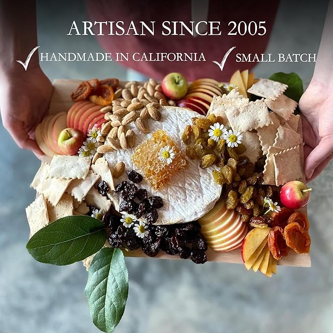 Rustic Bakery Handmade Sourdough Flatbread - Olive Oil & Sel Gris - Sea Salt Charcuterie Crackers - Artisan Crackers for Cheese Platter or Snacking - Made in California - Pack of 4, 6 Oz Trays