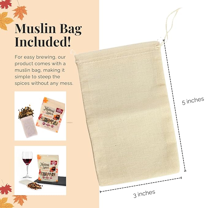 Olde Tradition Mulling Spices for Apple Cider, Mulled Wine Spices Kit, 4oz Traditional Mulled Spice Mix with Muslin Bag for Steeping Stovetop Simmer Pot Hot Toddy Tea Christmas Glühwein Holiday Drink