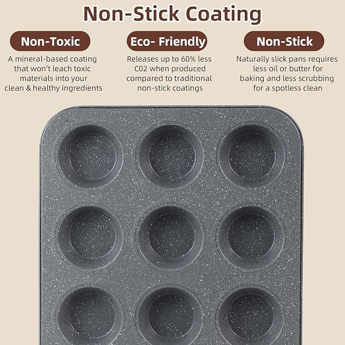 11-Piece Nonstick Baking Pans Set - Professional Grade Carbon Steel Bakeware with Premium Coating- Dishwasher Safe, Stackable, Oven Safe to 450°F (Steel Gray)