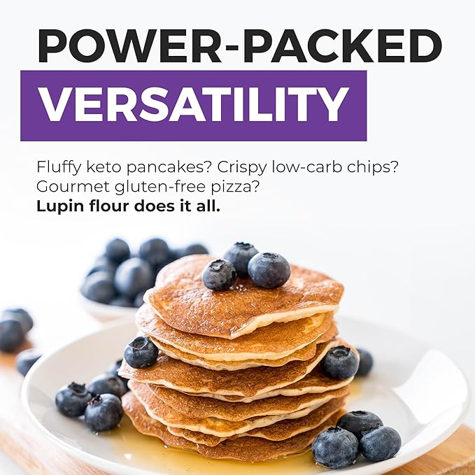 Lupin Flour (3 lb) Low-Carb Flour, 1g Net Carbs Per Serving, Improve Keto-Friendly Baked Goods, High in Protein and Fiber, Keto, Gluten-Free, Non-GMO Sourced