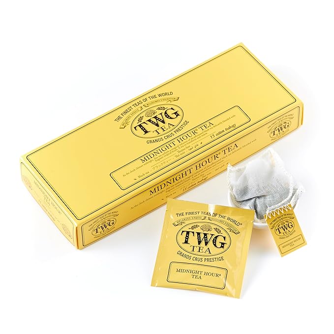 TWG Tea | Midnight Hour Tea | Black Tea | Fragrant Tropical Fruits | 15 Hand Sewn Cotton Teabags | Gift Set