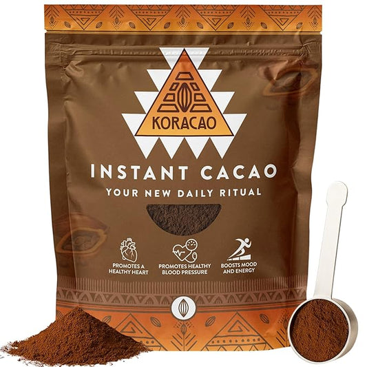 KORACAO Instant Ceremonial Cacao Powder | High-Flavanol Cacao Powder - 1000 MG Per Serving | New Daily Ritual with Harvested Cacao Powders for Mind, Body & Soul - 1 Bag (30 Servings), 300 Grams