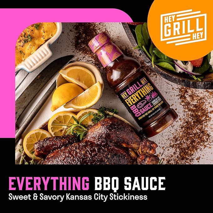 Hey Grill Hey | BBQ Seasoning and Barbeque Sauce Gift Set | Seasoning Set | Beef Rub, Sweet Rub, Everything Barbecue Sauce | Backyard BBQ Hero Trio