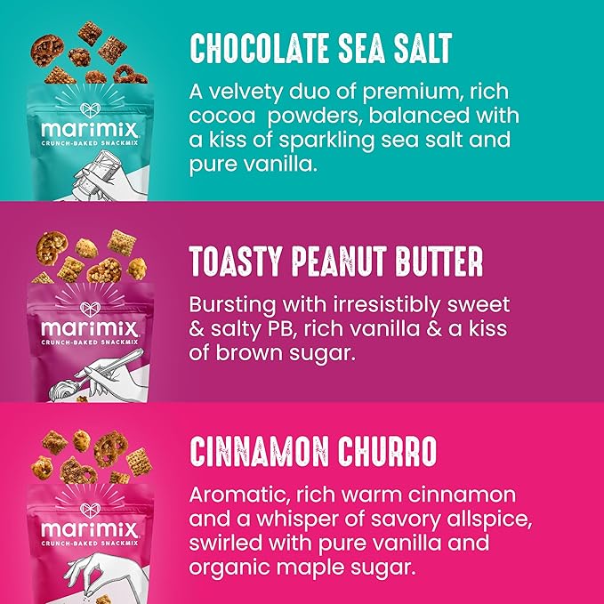 Marimix Snack Mix | Crunch Baked Sweet & Salty Savory Plant Based Naturally Gluten Free Whole Grain Fiber Charcuterie Pretzel Trail Party Mix | No Artificial Ingredients | 12 Count (Mini Variety)