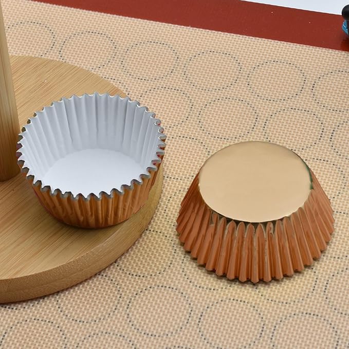 200 Pcs Orange Foil Cupcake Liners Standard Baking Cups Muffin Paper Cases