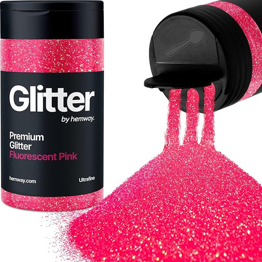 Hemway Premium Glitter Shaker - Fluorescent Pink | 130g Ultrafine Metallic Flake Sequins for Resin & Epoxy Crafts | Craft Supplies for Tumblers, Festival, Art