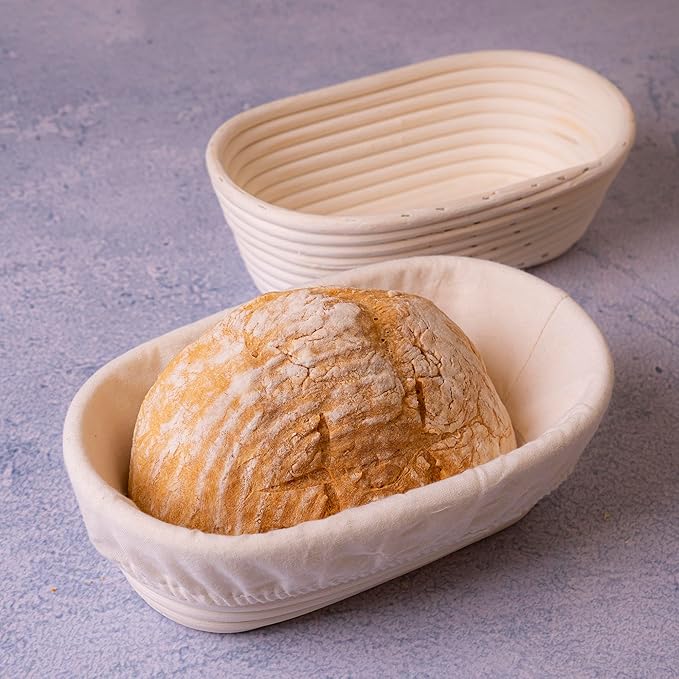 Bread Proofing Baskets Set of 2, Banneton Shaped Dough Proofing Bowls starter kit sourdough bread baking supplies Bread (set 2 10"x6")