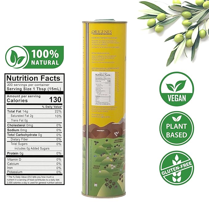Extra Virgin Olive Oil Tin, Great Taste Cold Pressed, Fruity Flavor, Polyphenol Rich Olive Oil from the Land of Sparta 750ml Tin