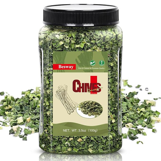 Besway Chives 3.5 oz(100g), Premium Dried Green Chives - Perfectly Chopped for Culinary Use, 100% Natural