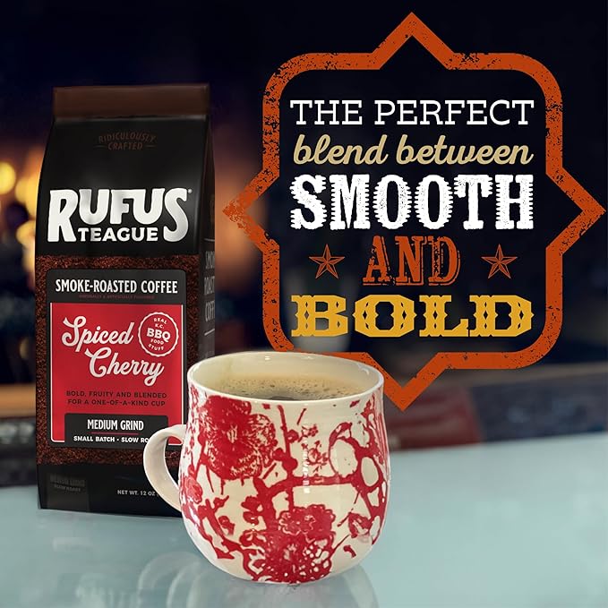 Rufus Teague Smoke Roasted Coffee Variety Pack, Gourmet Flavored Ground Coffee, Dark Roasted, Assorted Flavors, Medium Grind, 12 oz, 4-Pack
