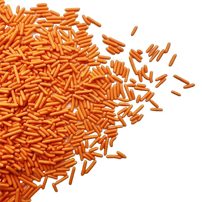 SE Si&Moos Orange Sprinkles Edible Orange Jimmies Soft Jimmy Sprinkles Halloween Cake Decorations Christmas Cookie Decorations for Topping Ice Cream, Cookies, Cakes, Cupcakes, Dessert Decorating 2.75 OZ