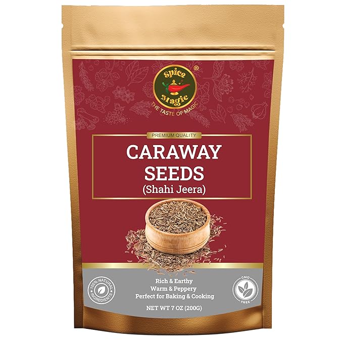 Spice Magic Caraway Seeds I 7oz (200 g) I 100% Natural Caraway Seeds I Perfect for Baking Rye Bread, Cooking & Seasoning I Fresh & Aromatic I Non-GMO I Vegan
