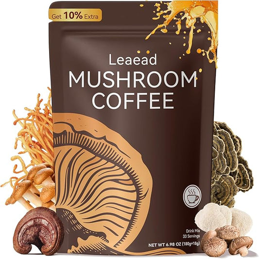 Organic with 6 Adaptogenic Mushrooms and MCT Oil Mushroom Coffee for Better Energy Focus Digestion