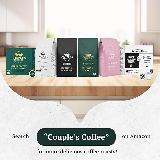 Couple's Coffee Premium K-Cups | Gives Back to Military Families | Organic Guatemalan Blend | Fair Trade Organic Medium-Dark Roast Coffee | Compatible with Single Serve Brewers | Love at First Sip | 24 Count