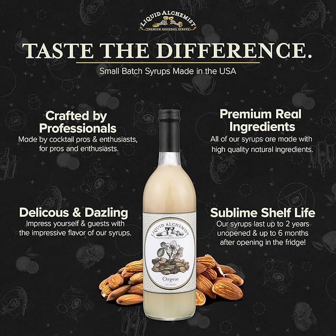 Liquid Alchemist Orgeat Syrup for Cocktails - Real Ingredients Make Our Almond Syrup the Perfect Mai Tai Mix - Non-GMO, Gluten Free & Vegan (25.4 oz)