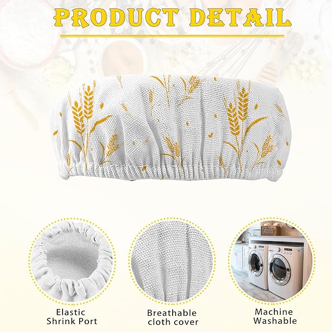 Wheat Harvest Bread 5-Pack Cloth Covers for Sourdough Starter Jar, Cloth Covers Reusable Lid Top Cover Sourdough Proofing Bread Fermentation Baking Supplies for 3-4 Inch Jar Mouth