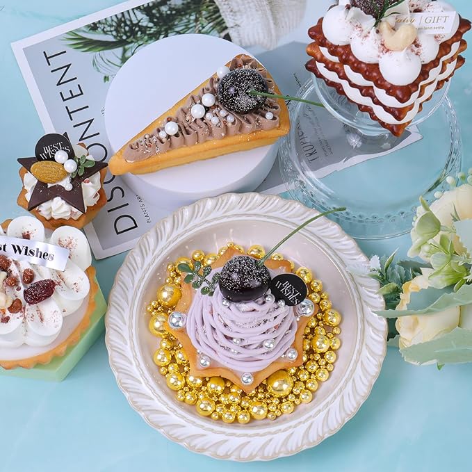 Gold Sprinkles for Cake Decorating, Pearl Sugar in Mix Sizes 130g/4.6oz, Baking Cupcakes, Donuts, Macarons Baking Toppings, Wedding Celebration Birthday Party Supplies