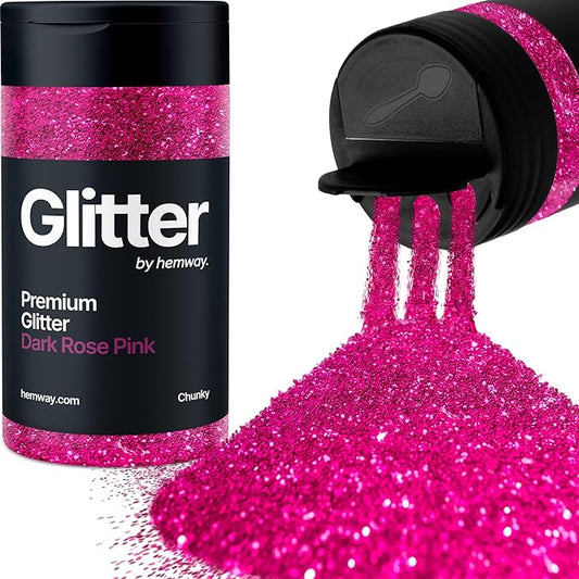 Hemway Premium Glitter Shaker - Dark Rose Pink | 130g Chunky Metallic Flake Sequins for Resin & Epoxy Crafts | Craft Supplies for Tumblers, Festival, Art
