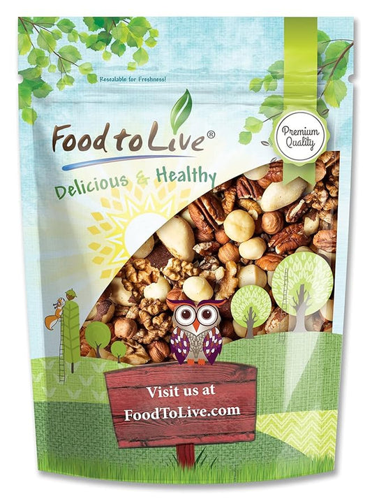 Food to Live Keto Nuts Mix, 8 Ounces ??Keto Snack Contains Raw Brazil Nuts, Pecans, Walnuts, Hazelnuts and Macadamia Nuts, Low Carb Vegan Superfood, Kosher, Non-Irradiated, No Added Sugar, Bulk