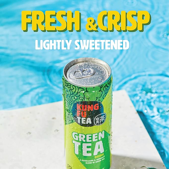 Kung Fu Tea Canned Green Tea – Lightly Sweetened Green Tea in a Can, Ready to Drink – All Natural, Premium Iced Tea – 10.8 oz Cans, Pack of 6