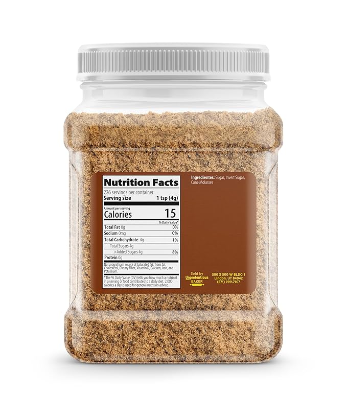 Unpretentious Light Brown Sugar, 2 lb, Made With Cane Molasses, Perfect For Desserts, Meat & Fruit