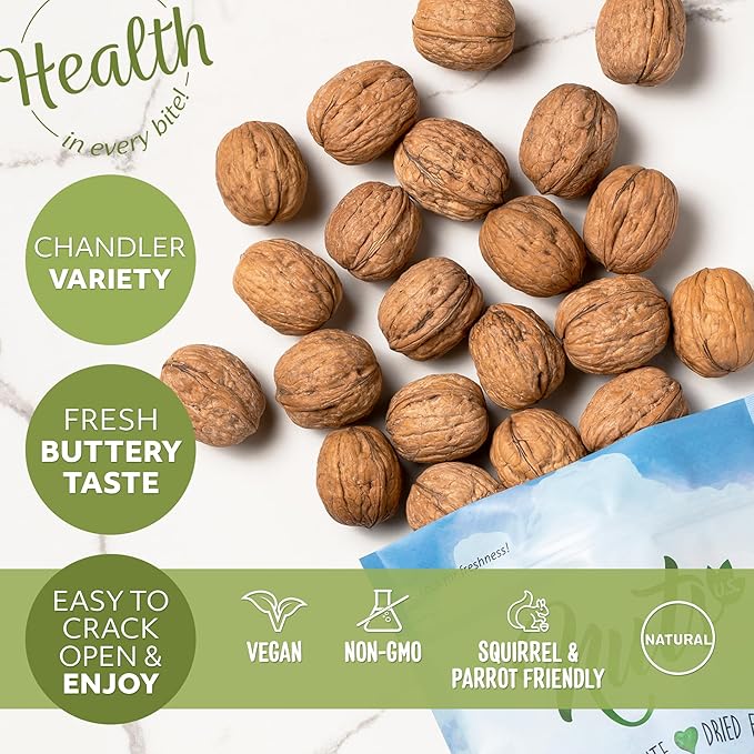 NUTS U.S. - Walnuts In Shell | Grown and Packed in California | Chandler Variety | Fresh Buttery Taste and Easy to Crack | Non-GMO and Raw Walnuts in Resealable Bags!!! (2 LBS)