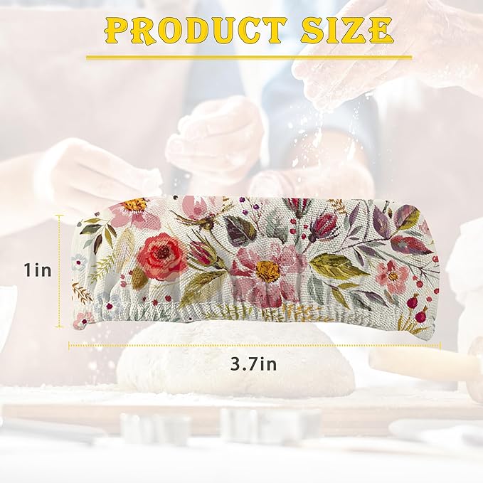Vintage Romantic Floral Sourdough Starter Cloth Covers Jars, Or Kombucha Kefir Fermentation Cheese Fabric Lids, Fit Jars Mouth from 3-4 inch, 5 Pack
