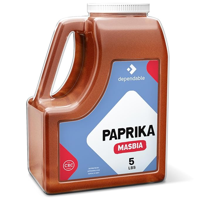 Dependable Foods Paprika Spice ??5 Lb. Bulk Jar ?? 100% Natural, Non-GMO, No Additives, Salt-Free Seasoning | Kosher, Allergen-Free