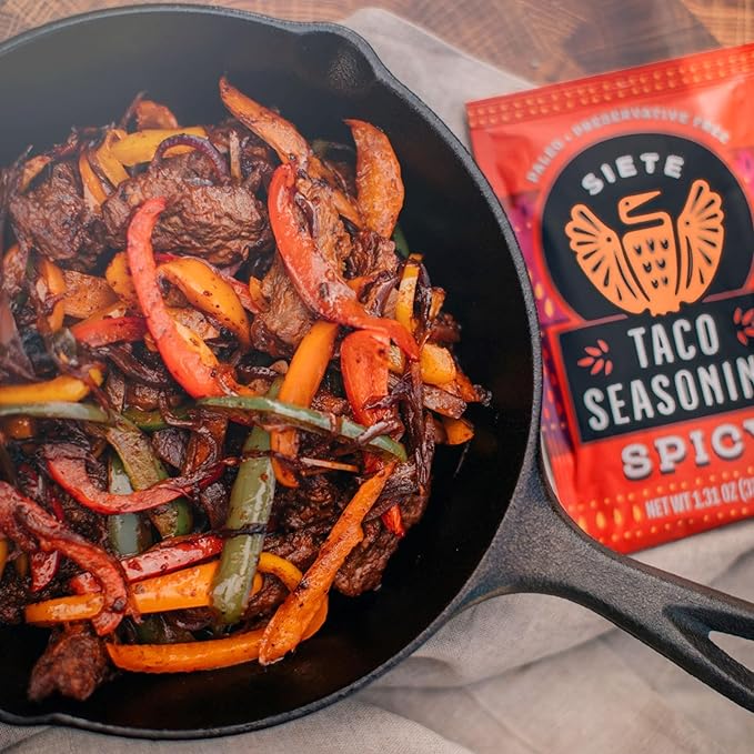 Siete Taco Seasoning Mix Pack | Gluten Free | Vegan | Paleo | Preservative Free | Whole 30 Approved | 3 Mild, 3 Spicy (6 Packets)