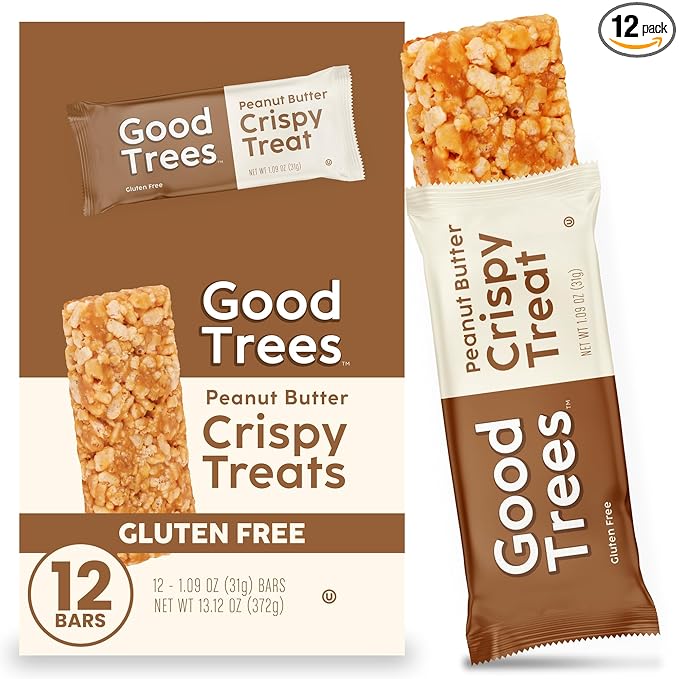 Good trees Rice Crispy Treats, Gluten-Free Snack Bars with Peanut Butter 12 Count