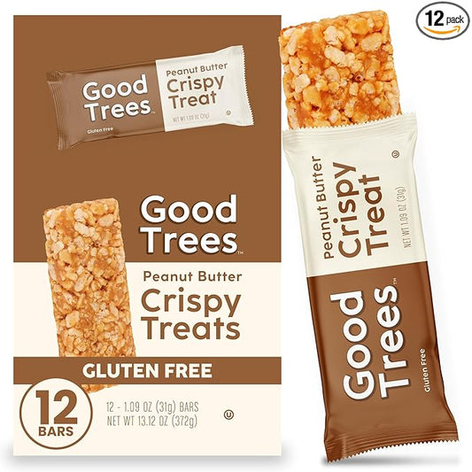 Good trees Rice Crispy Treats, Gluten-Free Snack Bars with Peanut Butter 12 Count