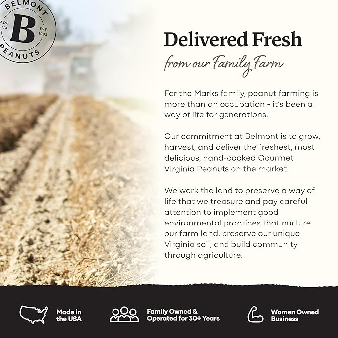 Belmont Peanuts Gourmet Sea Salt and Black Pepper Flavored Virginia Peanuts, 20 oz (1 Pack) ??Only 4 Simple Ingredients, No Preservatives, 7g Protein ??Salty, Peppery, Crunchy, Hand Seasoned Snack