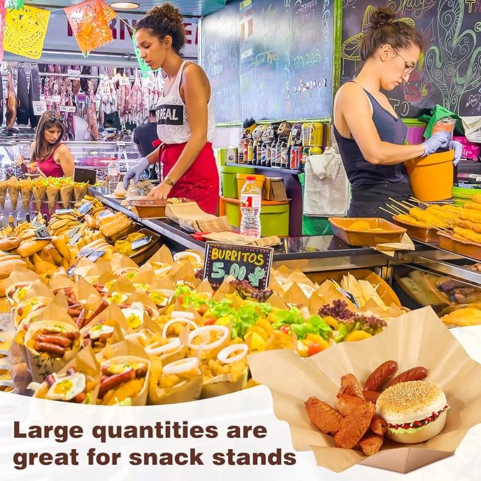 Sieral 5000 Sheets Sandwich Wrap Sheet 12 x 12 Inch Wax Paper Bulk Fast Food Basket Liners Disposable Parchment Paper Grease Resistant for Party Restaurant Wrapping(Kraft Paper Color)